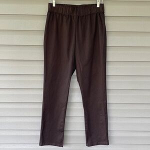 Soft Surroundings Brown Pull On Elastic Waist Straight Leg Pants Size M